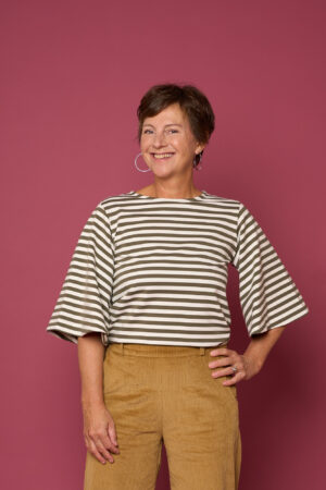 Shirt LENI, oliv-weiß gestreift