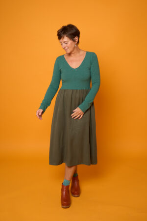 Kleid Tina, petrol meliert/oliv